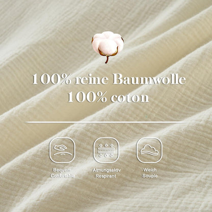 Musselin Bettwäsche Set 200x200 cm – Atmungsaktiv & Weich, Beige