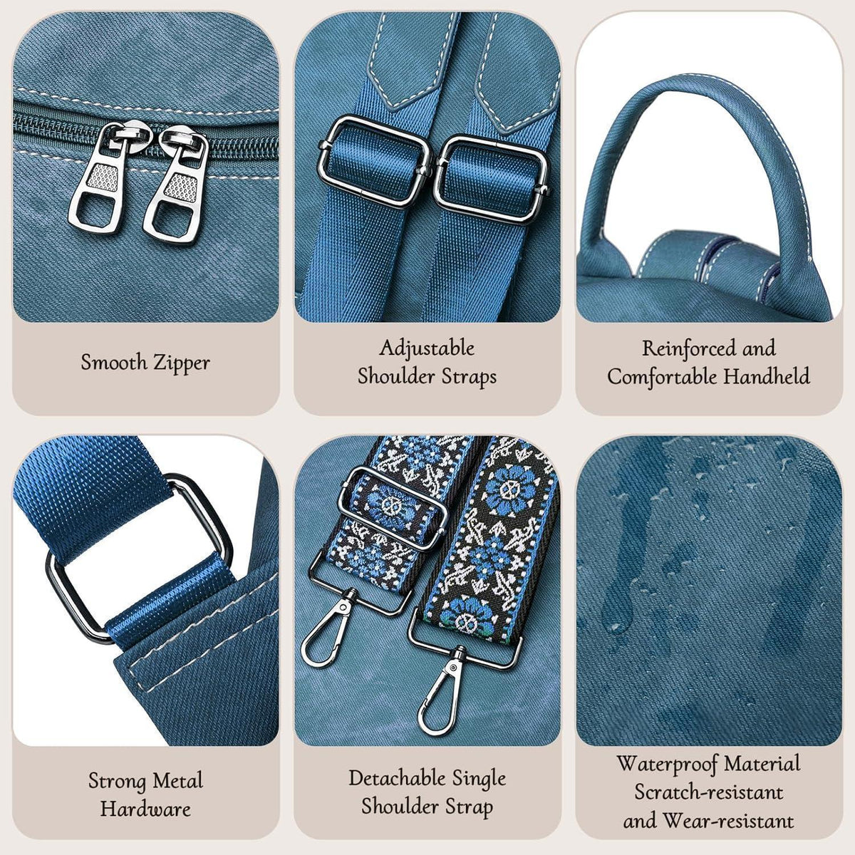 Damen Rucksack Blau | Wasserdicht, Anti-Diebstahl, Convertible