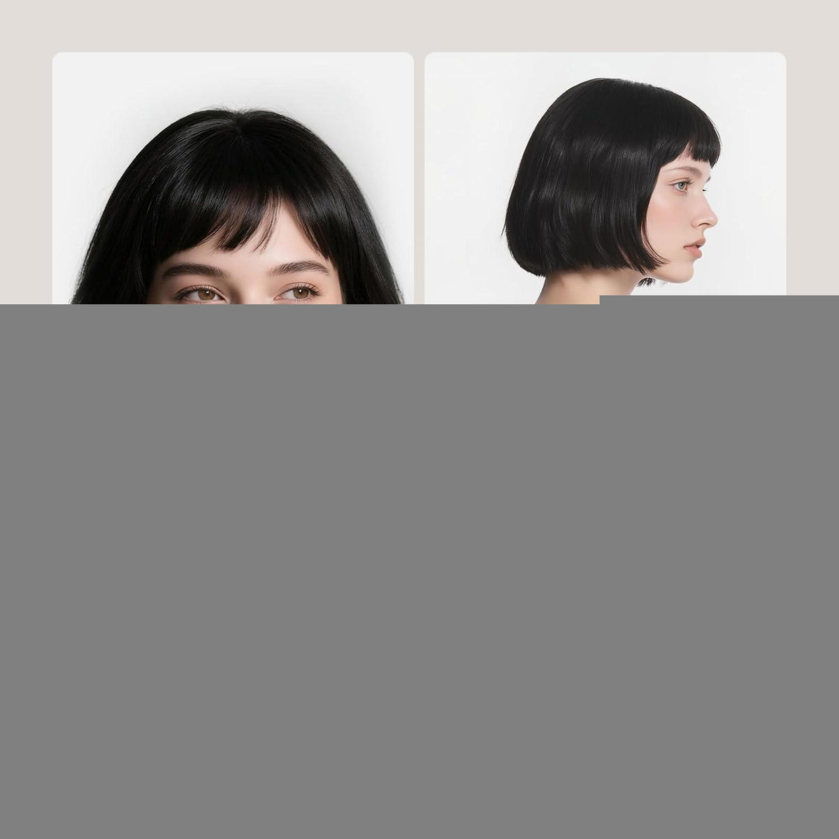 Kurze schwarze Bob Perücke mit Pony – Damen Kunsthaar Perücke 25,4 cm