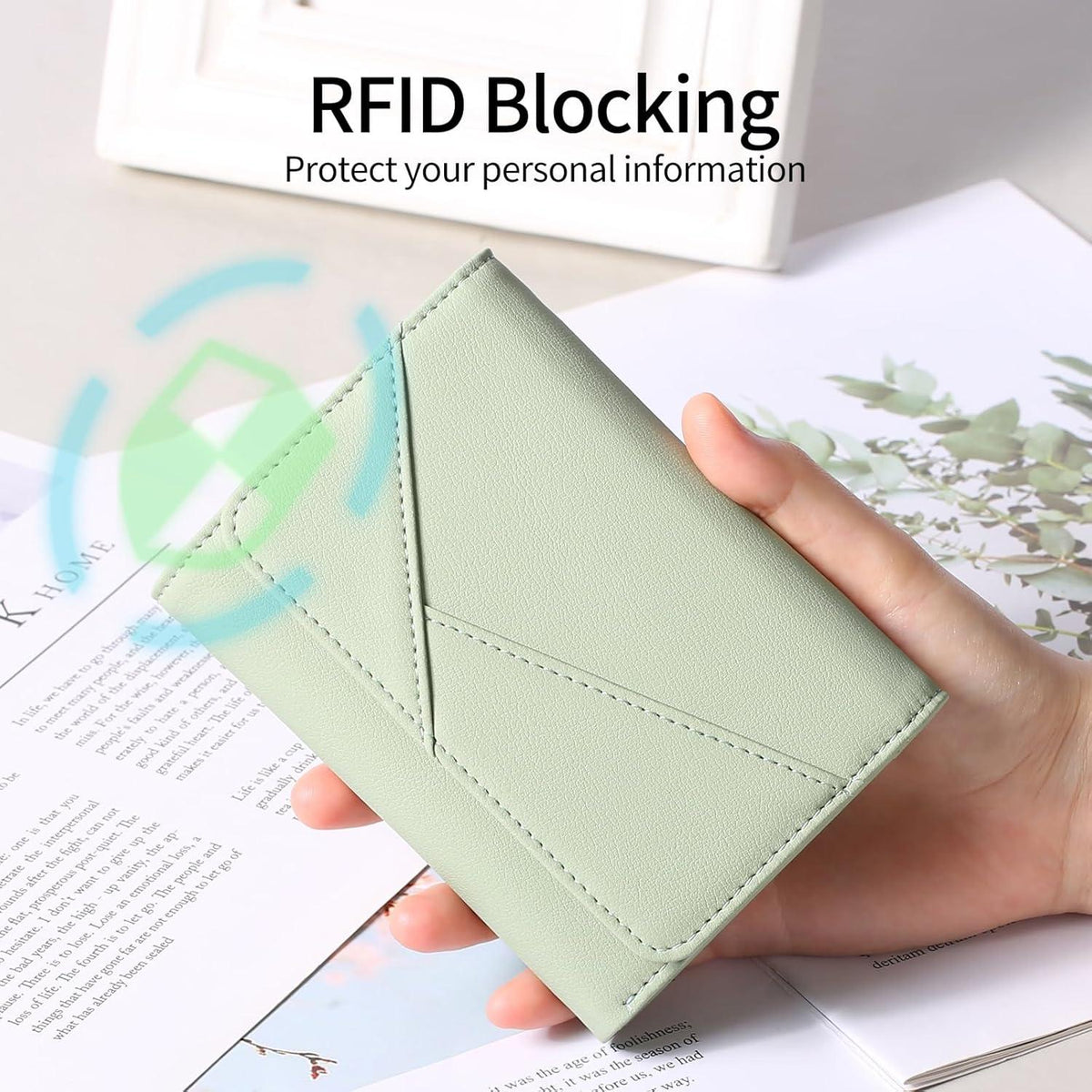 Geldbörse Damen RFID Leder Klein Portemonnaie 15 Kartenfächer Zipper