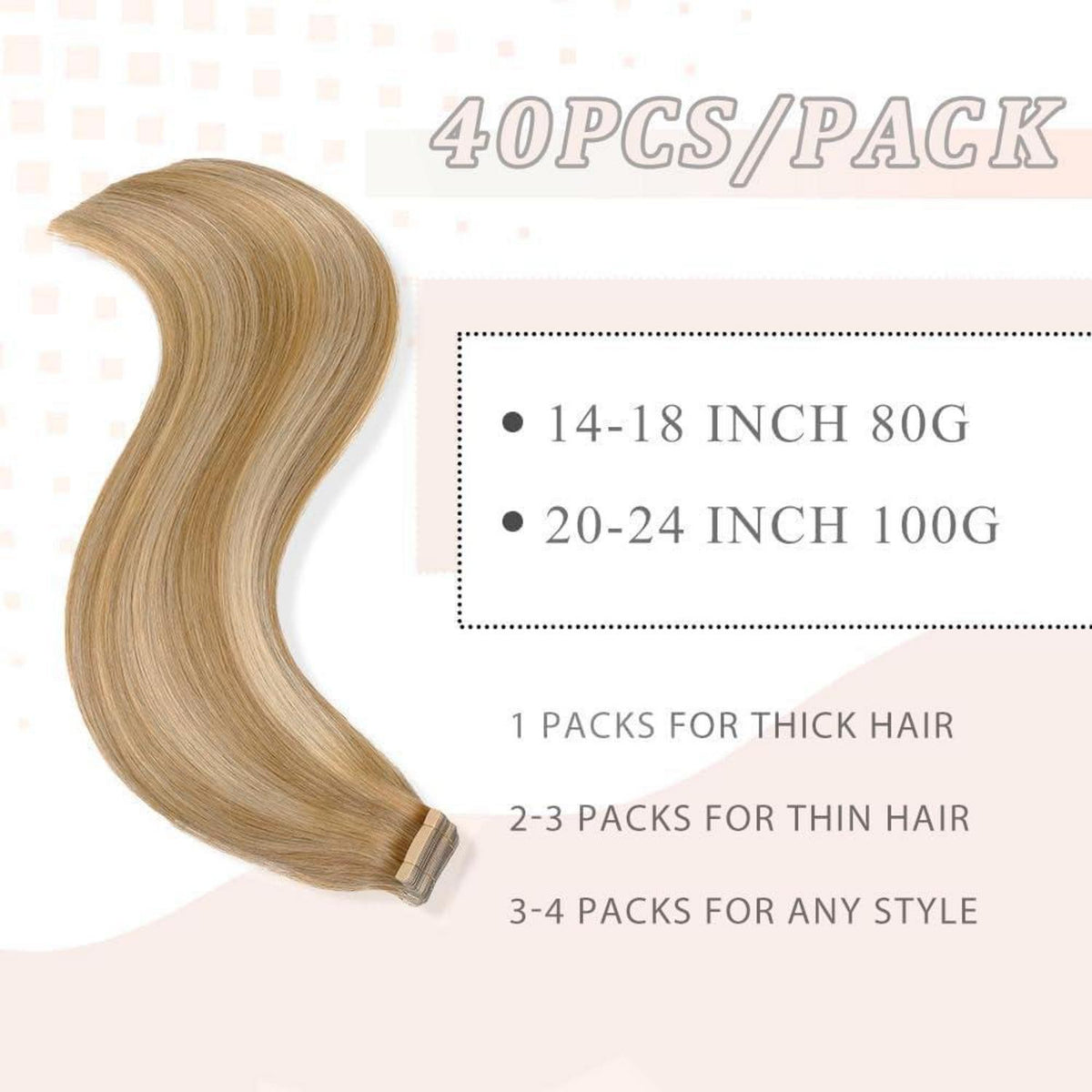 Echthaar Tape Extensions Goldbraun Balayage 45cm