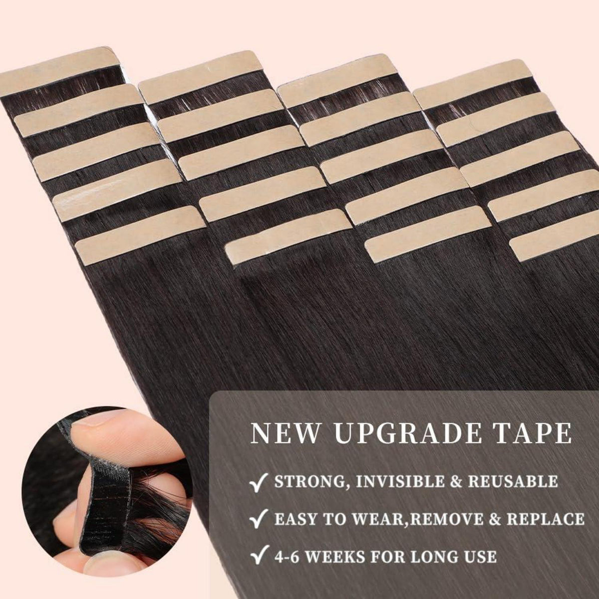 Echthaar Tape Extensions 40cm Schwarz 1B#