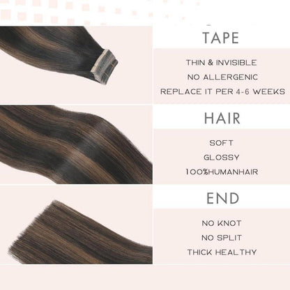 Echthaar Tape Extensions Goldbraun 60cm (24 Zoll)