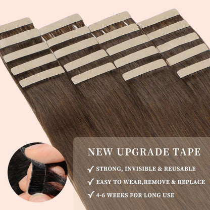 Echthaar Tape Extensions 50cm Schokoladenbraun