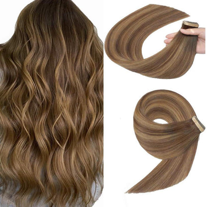 Echthaar Tape Extensions Goldbraun 45cm (18 Zoll)