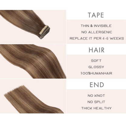 Echthaar Tape Extensions Goldbraun 40cm (16 Zoll)