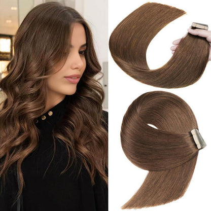 Echthaar Tape Extensions 40cm Schokoladenbraun