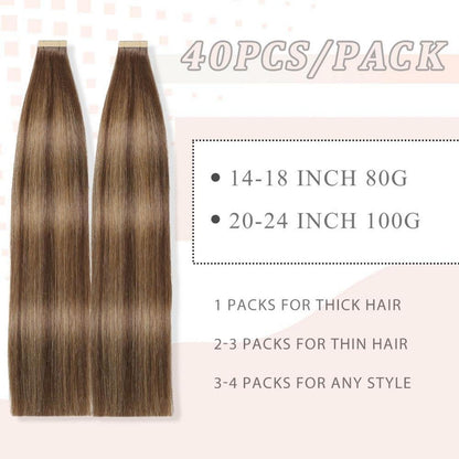Echthaar Tape Extensions Goldbraun 55cm (22 Zoll)