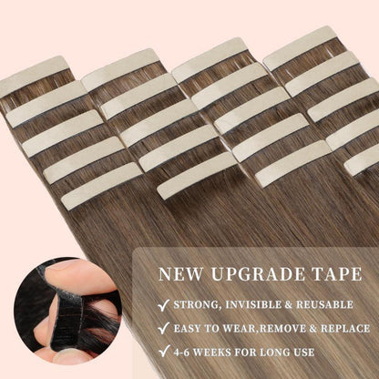 Echthaar Tape Extensions Goldbraun 55cm (22 Zoll)