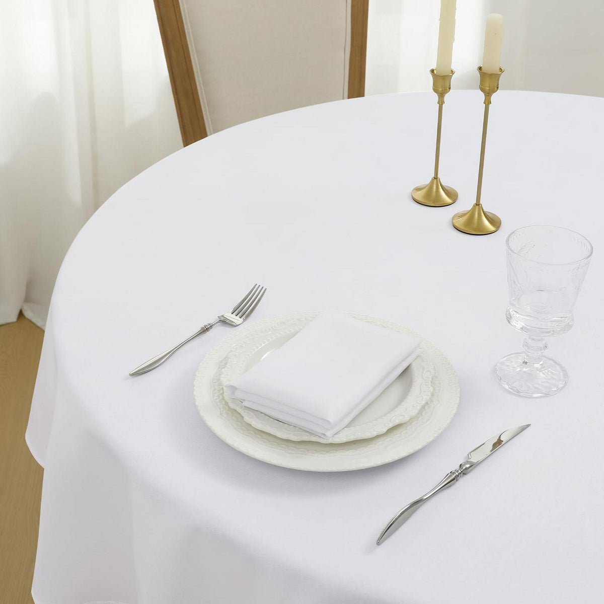 Runde Tischdecke weiß 180cm – abwaschbar & wasserabweisend