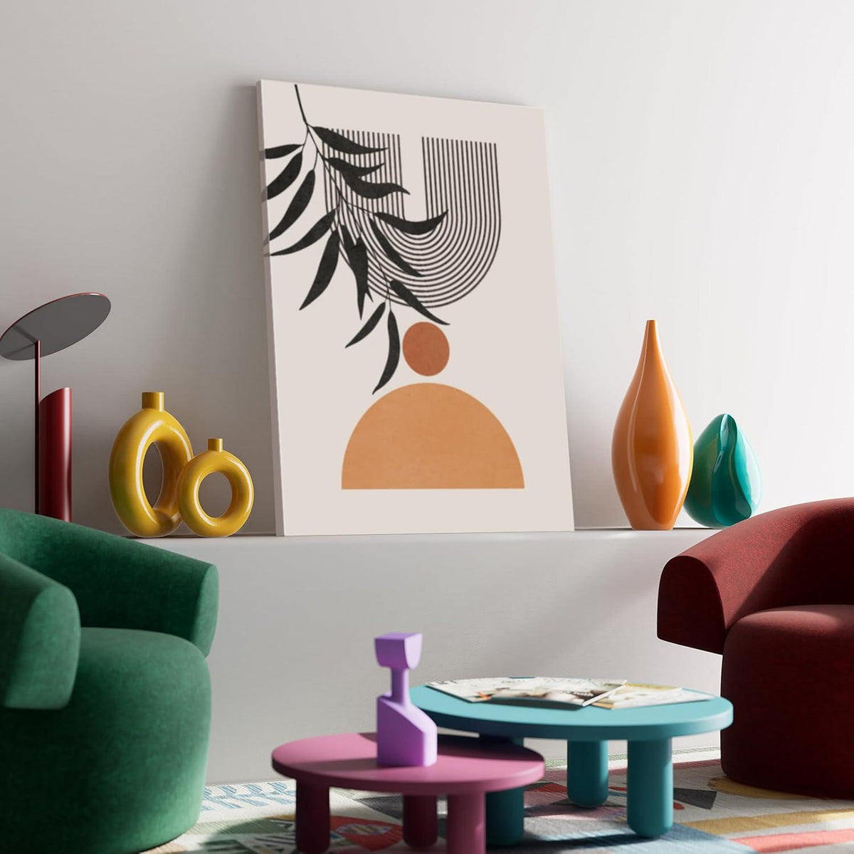 Hyidecorart Botanical Wandbilder Schwarz Orange Modern Set 3 Stück