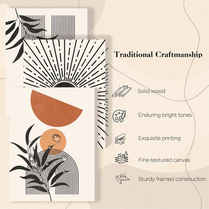 Boho Botanical Wandbilder Schwarz Orange Minimalistisch Modern
