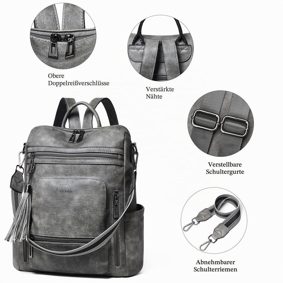 Rucksack Damen Laptopfach 15,6 Zoll Wasserdicht Business in Lederoptik