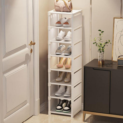 Schuhregal Weiß Schmal 8 Ebenen – Platzsparend Schuhständer