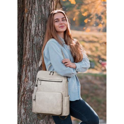 Rucksack Damen Laptopfach 15,6 Zoll Wasserdicht Business in Lederoptik