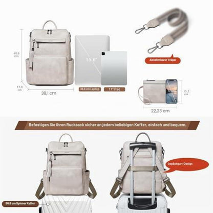 Rucksack Damen Laptopfach 15,6 Zoll Wasserdicht Business in Lederoptik