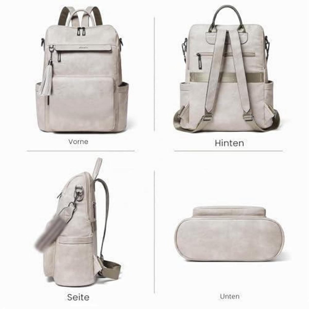 Rucksack Damen Laptopfach 15,6 Zoll Wasserdicht Business in Lederoptik