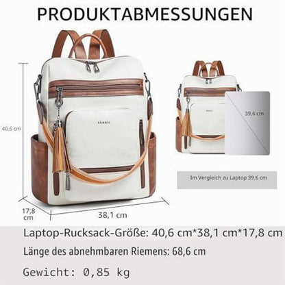Rucksack Damen Laptopfach 15,6 Zoll Wasserdicht Business in Lederoptik