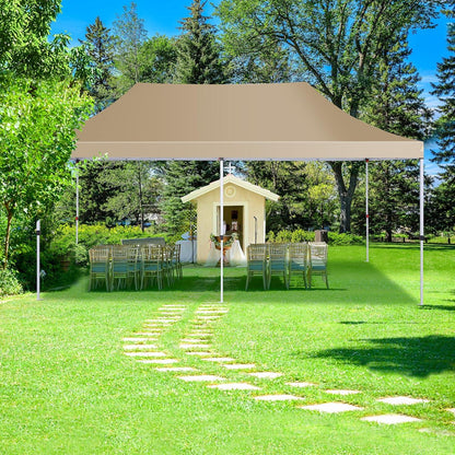 Faltpavillon 3x6m Wasserdicht Stabil Winterfest Partyzelt mit Seitenwänden & Sandsack Khaki