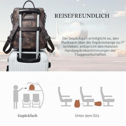 Rucksack Damen Laptopfach 15,6 Zoll Wasserdicht Business in Lederoptik