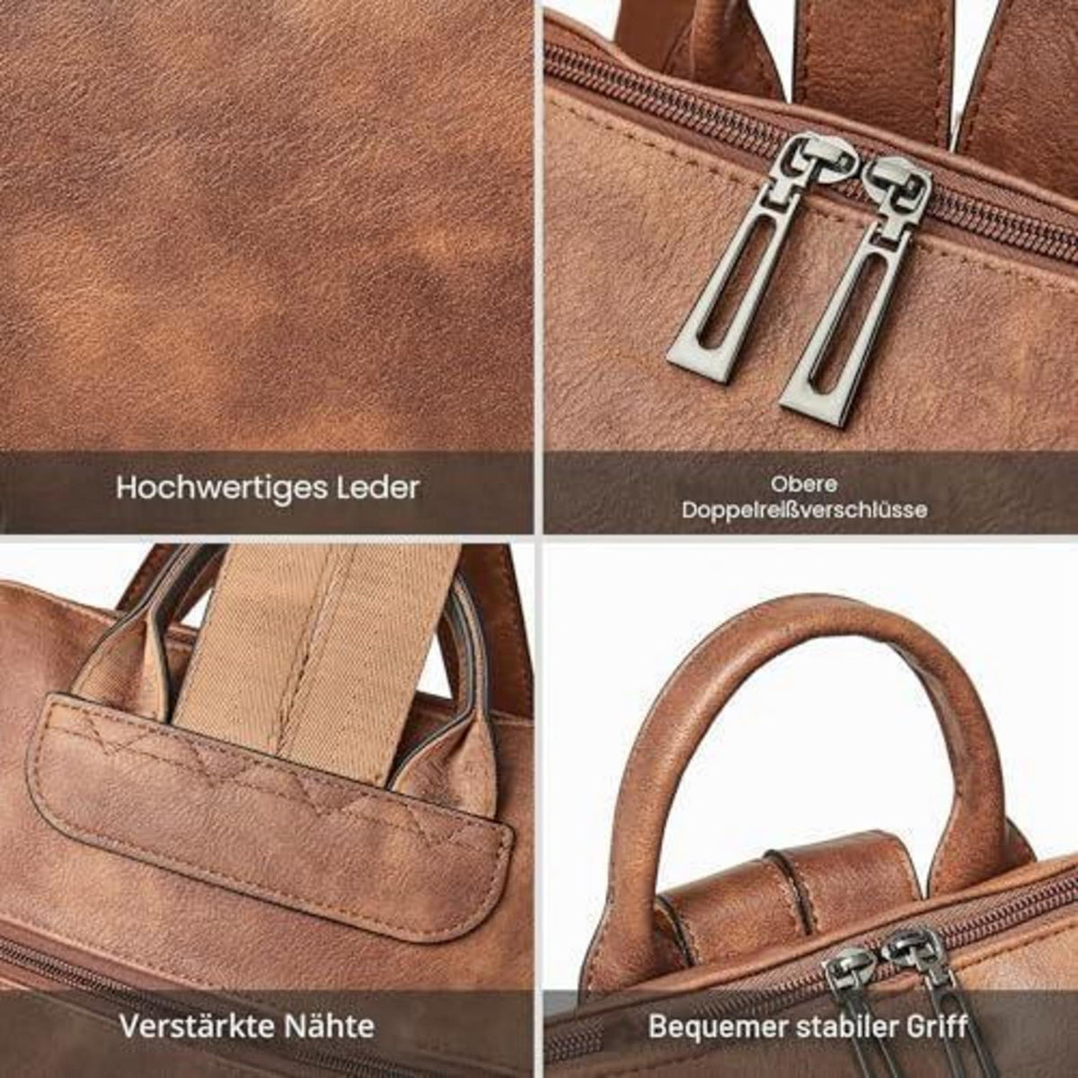 Rucksack Damen Laptopfach 15,6 Zoll Wasserdicht Business in Lederoptik