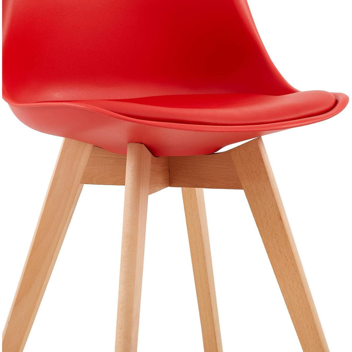 Esszimmergruppe weißer Tisch + 4 rote Stühle – 4er Set