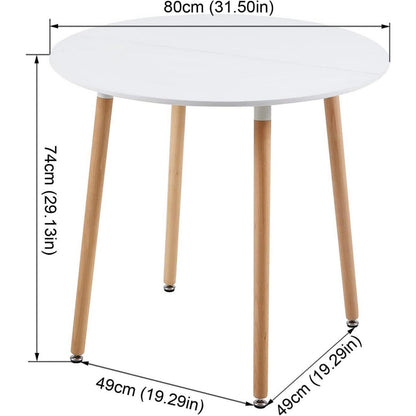 Esszimmergruppe weißer Tisch + 4 rote Stühle