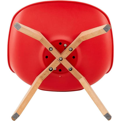 Esszimmergruppe weißer Tisch + 4 rote Stühle