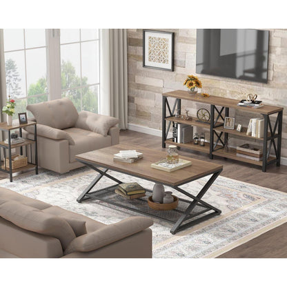 Couchtisch Holz mit Stauraum, rechteckig 120x60 cm, Eiche