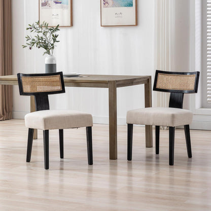 Vintage Küchenstühle 2er Set Holz Rattan Schwarz