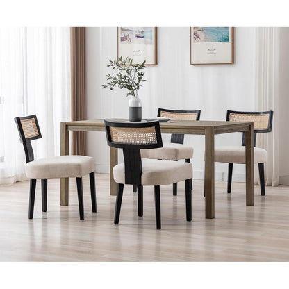 Vintage Küchenstühle 2er Set Holz Rattan Schwarz