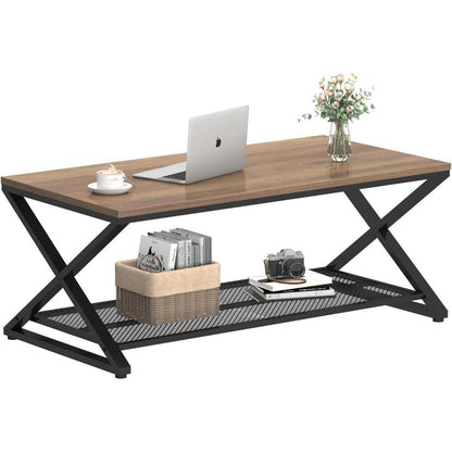 Couchtisch Holz mit Stauraum, Rechteckig 100x60 cm, Heller Eiche