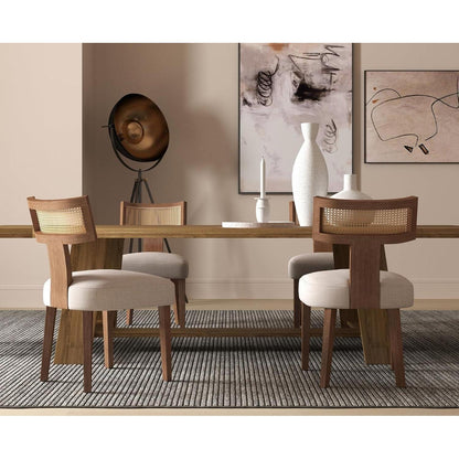Vintage Küchenstühle 2er Set Holz Rattan Beige