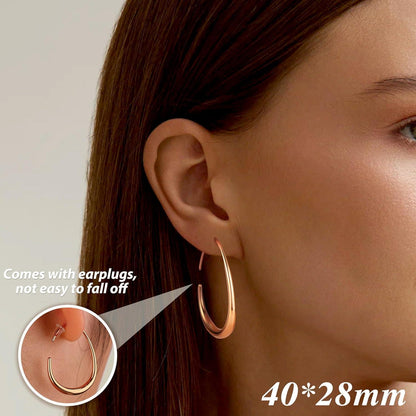 Edelstahl Creolen Damen - 18K Gold/Weißgold/Roségold Ovale