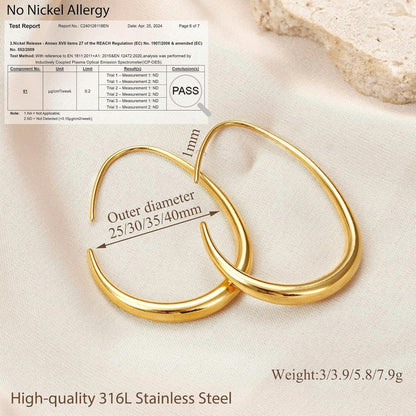 Edelstahl Creolen Damen - 18K Gold/Weißgold/Roségold Ovale