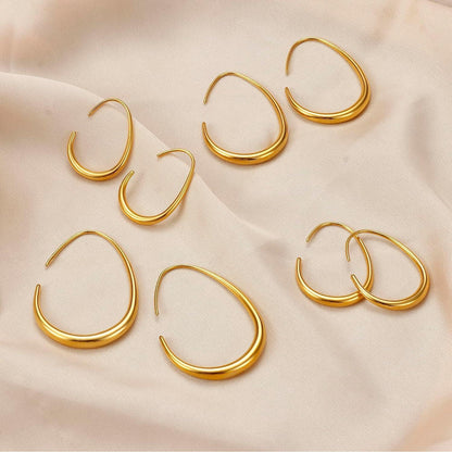 Edelstahl Creolen Damen - 18K Gold/Weißgold/Roségold Ovale