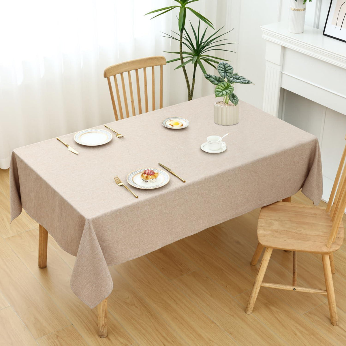 Leinendecke Tischdecke abwaschbar 130x160cm