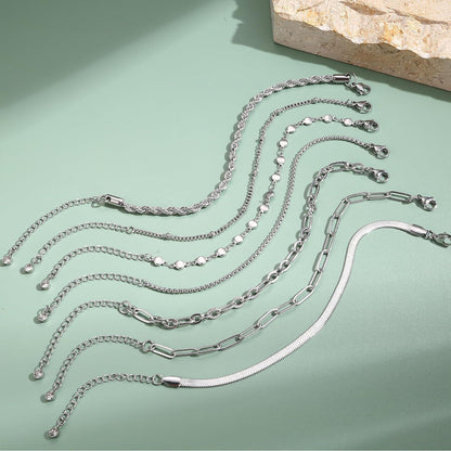 Damen Armband Set 7er Edelstahl Kettenarmbänder Vergoldet