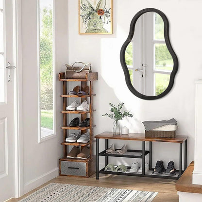 Asymmetrischer Wandspiegel mit Holzrahmen – Modern & Dekorativ 70x50cm