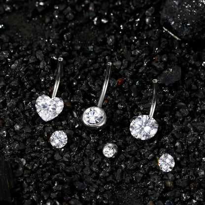 Bauchnabelpiercing Chirurgenstahl 14G mit Zirkonia, 8-16mm Länge