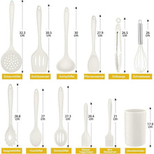 Silikon Küchenhelfer Set 12-teilig mit Halter – Weiß