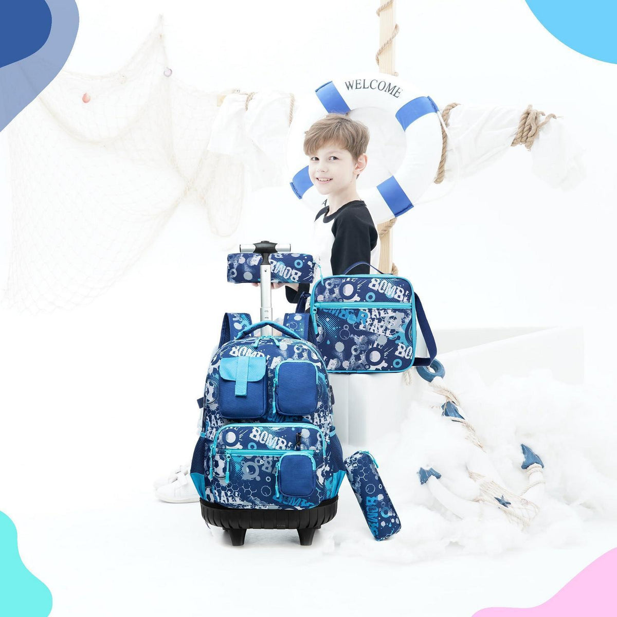 Schulranzen Trolley Kinder B-Fußball – Robuster Rucksack mit Rollen