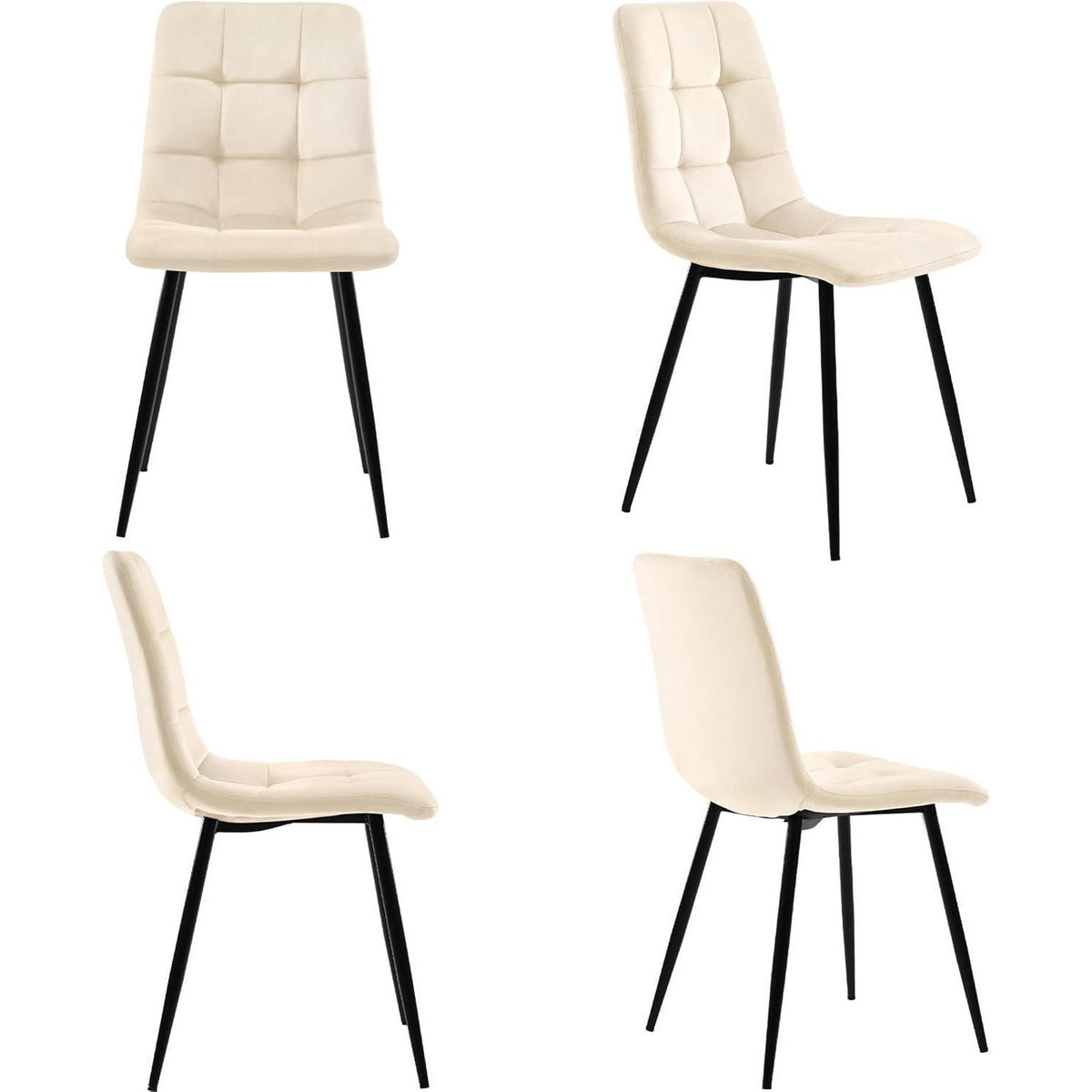 Moderner Esstisch Set mit 4 Samtstühlen Weiß & Gold 68x117cm