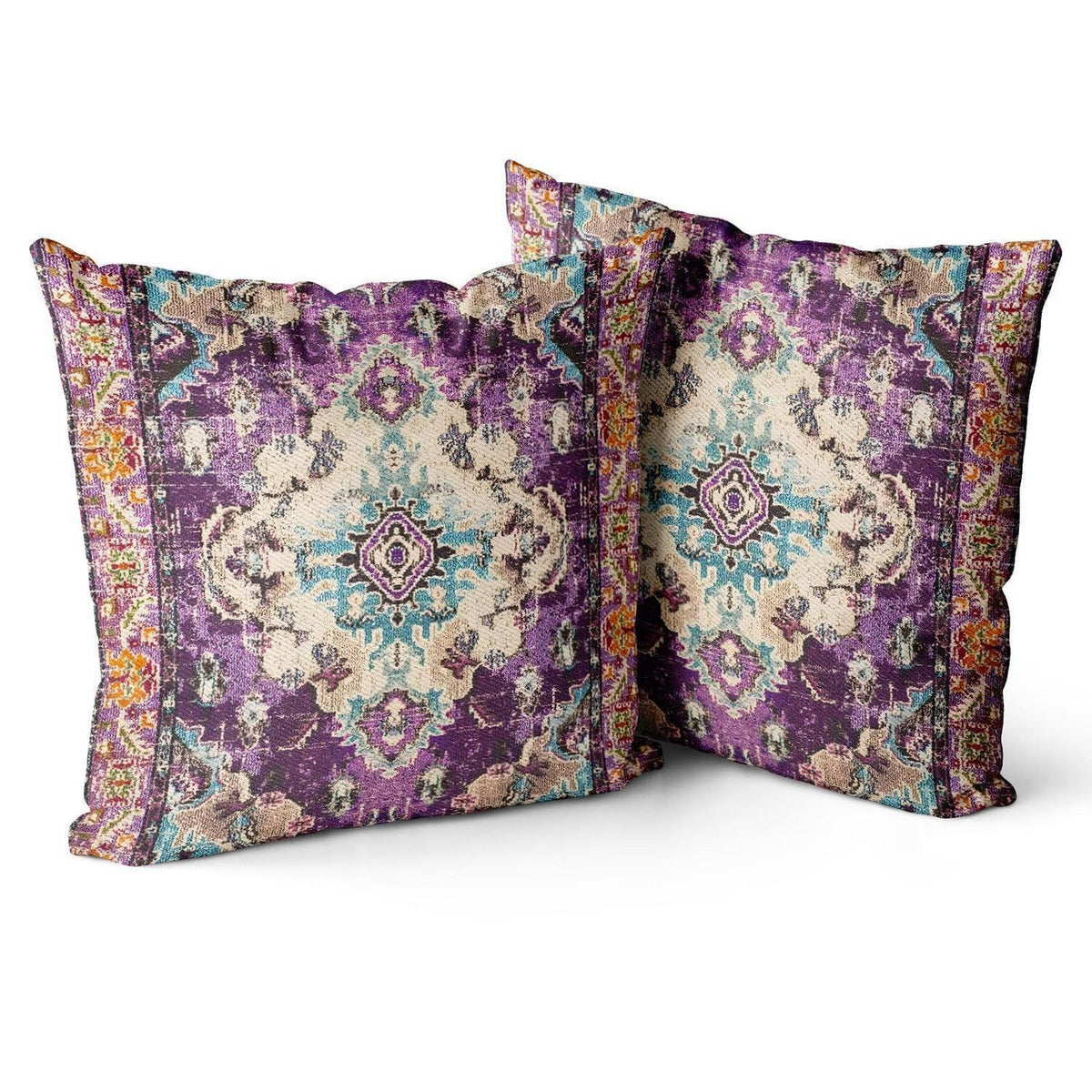 Boho Kissenbezüge 2er Set Samt 60x60 Lila Retro Dekor