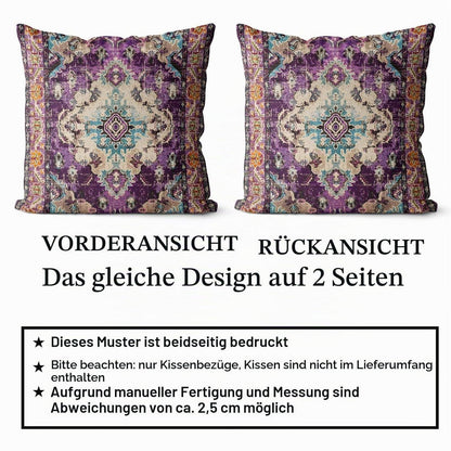 Boho Kissenbezüge 2er Set Samt 60x60 Lila Retro Dekor