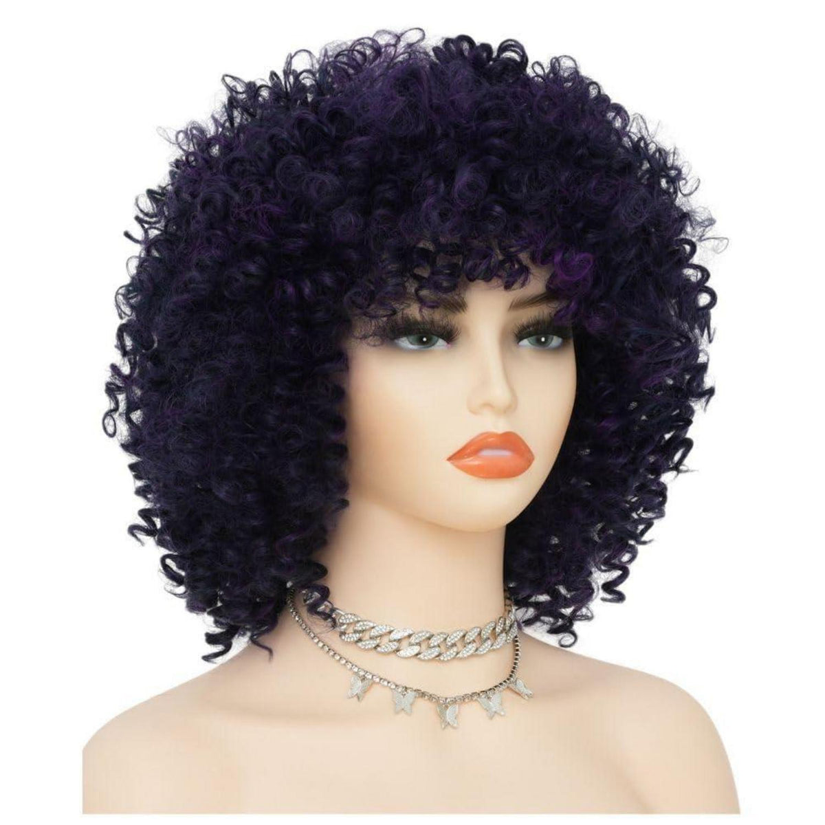Afro Lila Locken Perücke – Synthetisch & Hitzebeständig