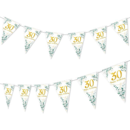 Girlande 30 Geburtstag Grün Gold Wimpelkette Elegant