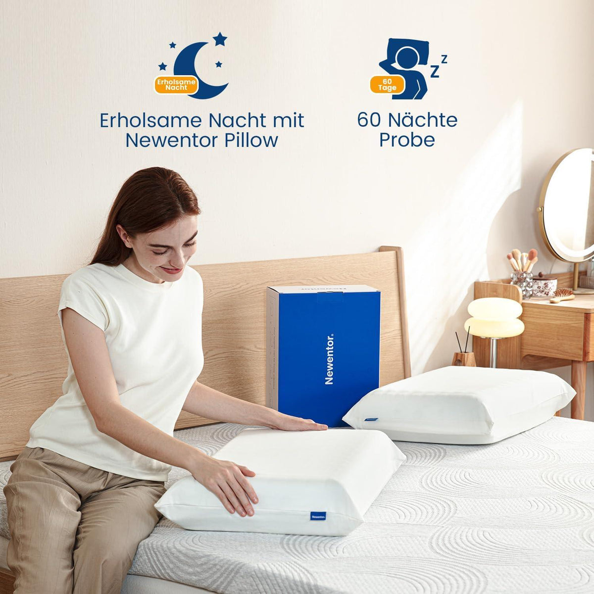 Newentor® Orthopädisches Nackenstützkissen Memory Foam Höhenverstellbar Waschbar