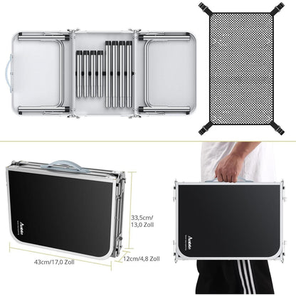 Aluminium Campingtisch klappbar 88x40cm mit 3 Höhen & Netz