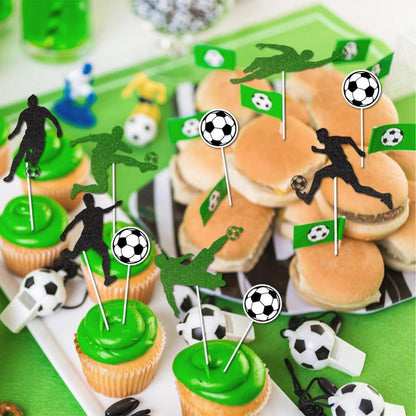 Fußball Tortendeko Cupcake Topper Glitzer Geburtstag Kinder 48 Stück